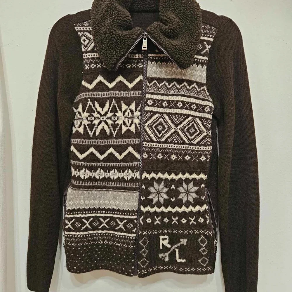 Ralph Lauren Brown Zip Up Knit - Picture 2 of 3